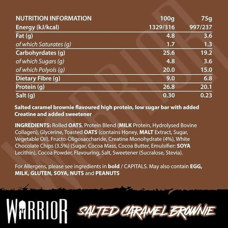 Warrior Creatine Protein Bars - 12 Bars - Strength + Muscle + Recovery