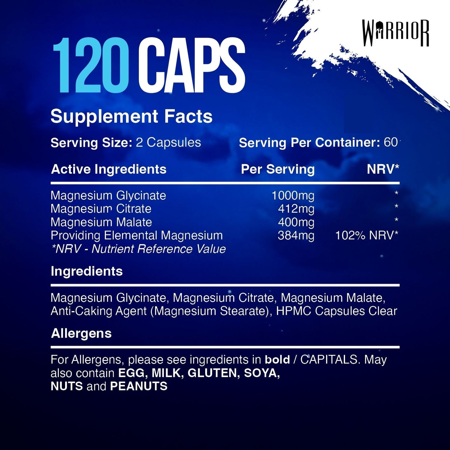 Warrior Magnesium Glycinate 3-in-1 Capsules