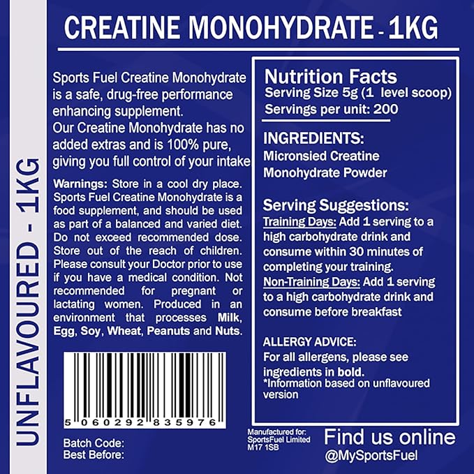 Sports Fuel Creatine Monohydrate Powder (Clearance)