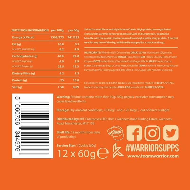 BBE FEB25 - Warrior Protein Cookie - 12 x 60g Cookies