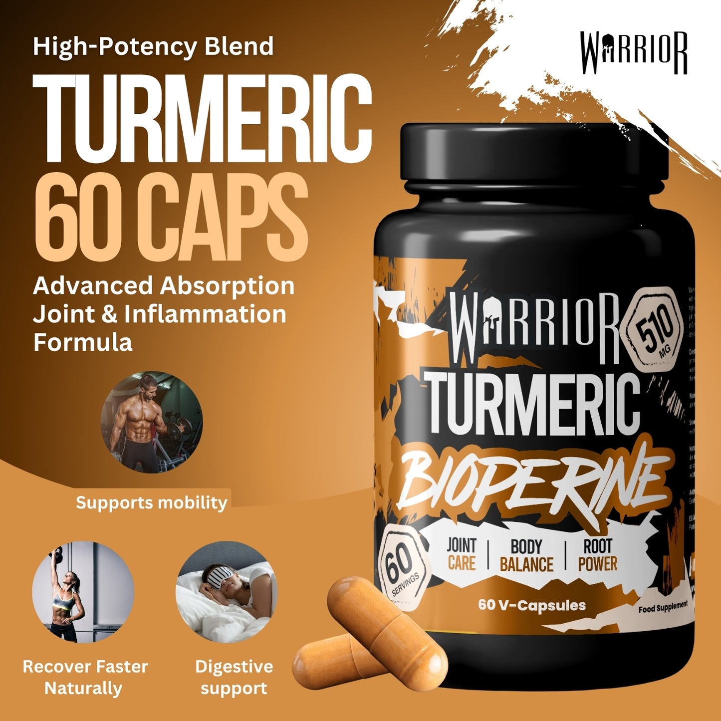 Warrior Turmeric with Bioperine (510mg) - 60 V-Caps