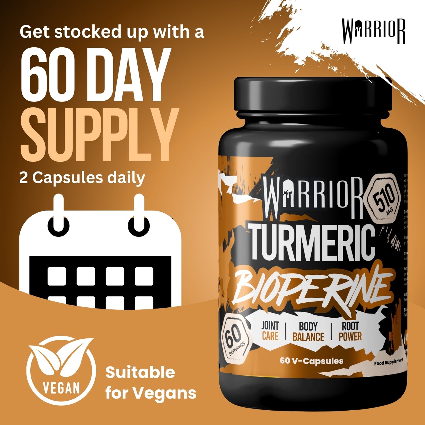 Warrior Turmeric with Bioperine (510mg) - 60 V-Caps