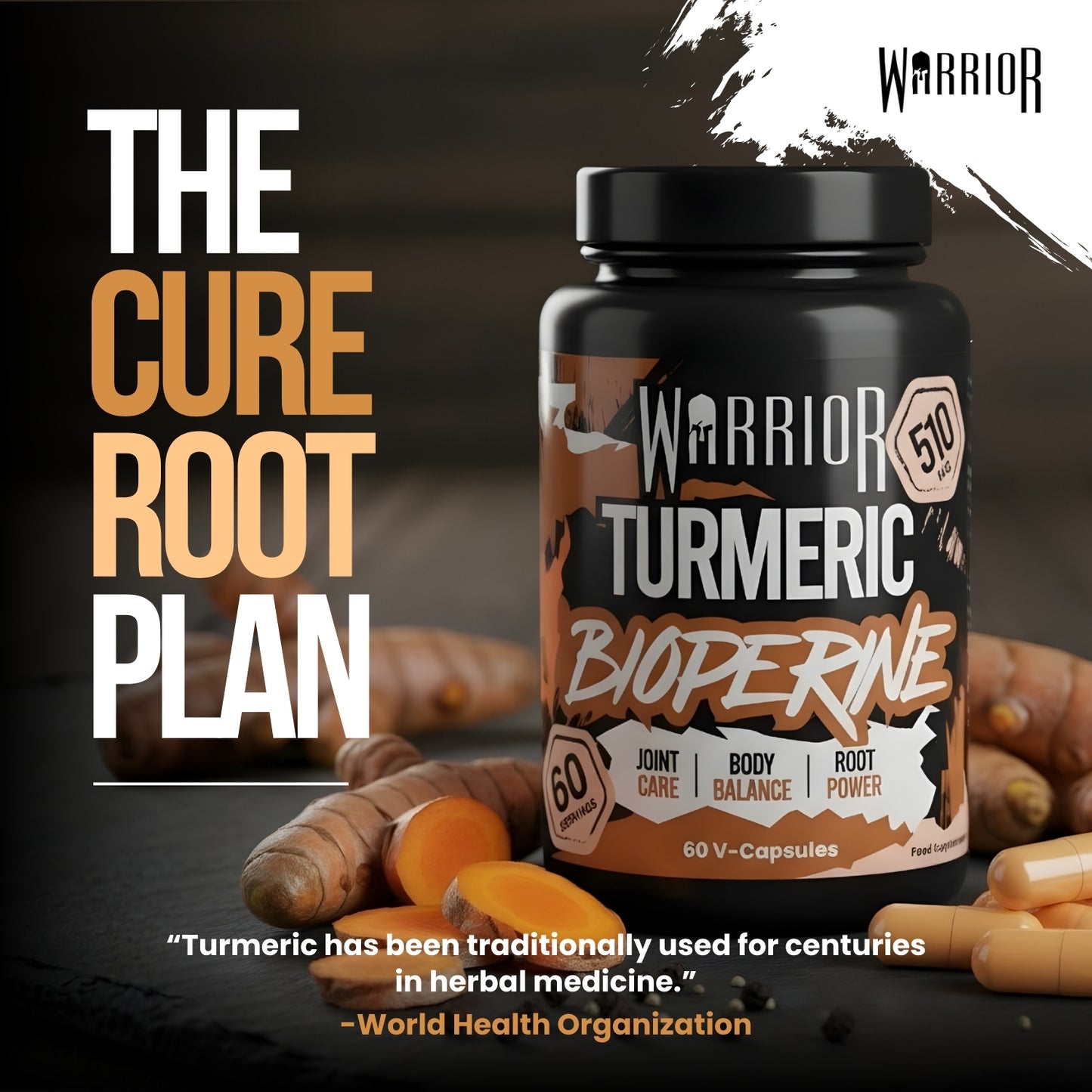 Warrior Turmeric with Bioperine (510mg) - 60 V-Caps