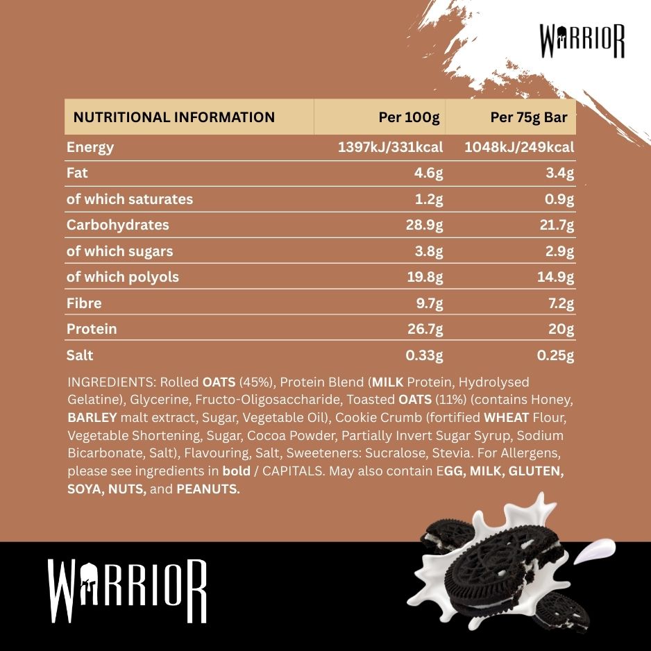 Warrior RAW Protein Oat Bars - 12 x 75g Box