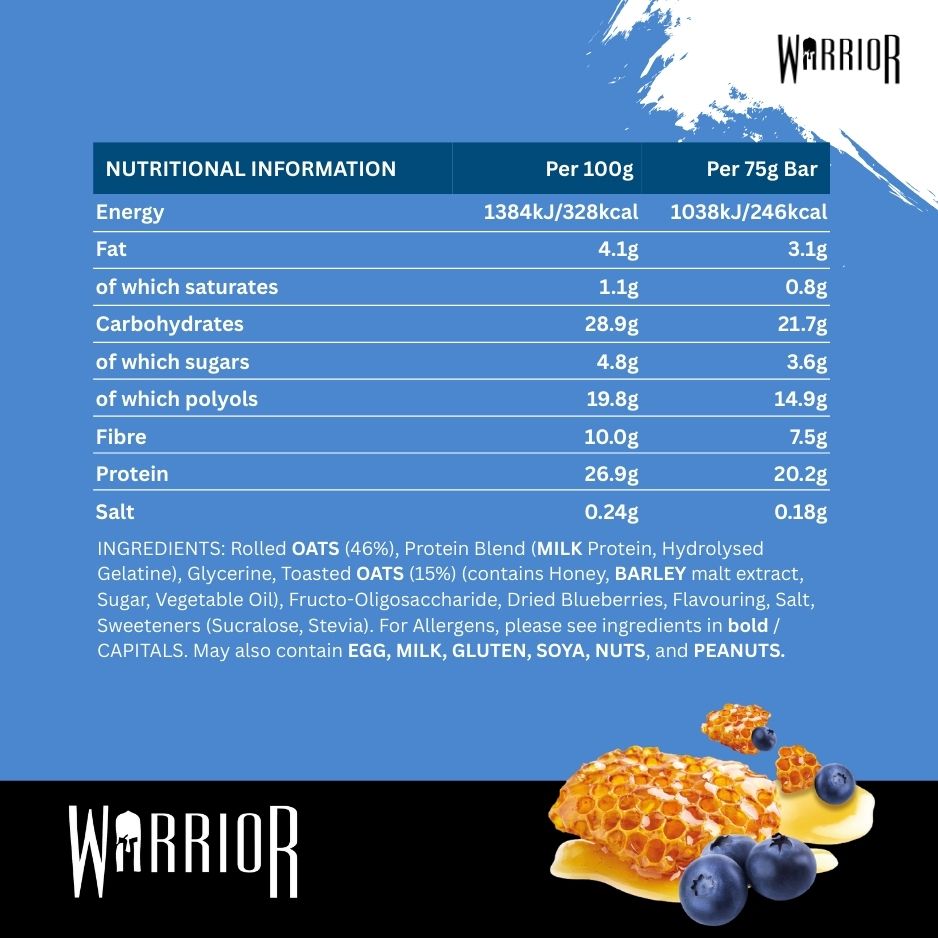 Warrior RAW Protein Oat Bars - 12 x 75g Box