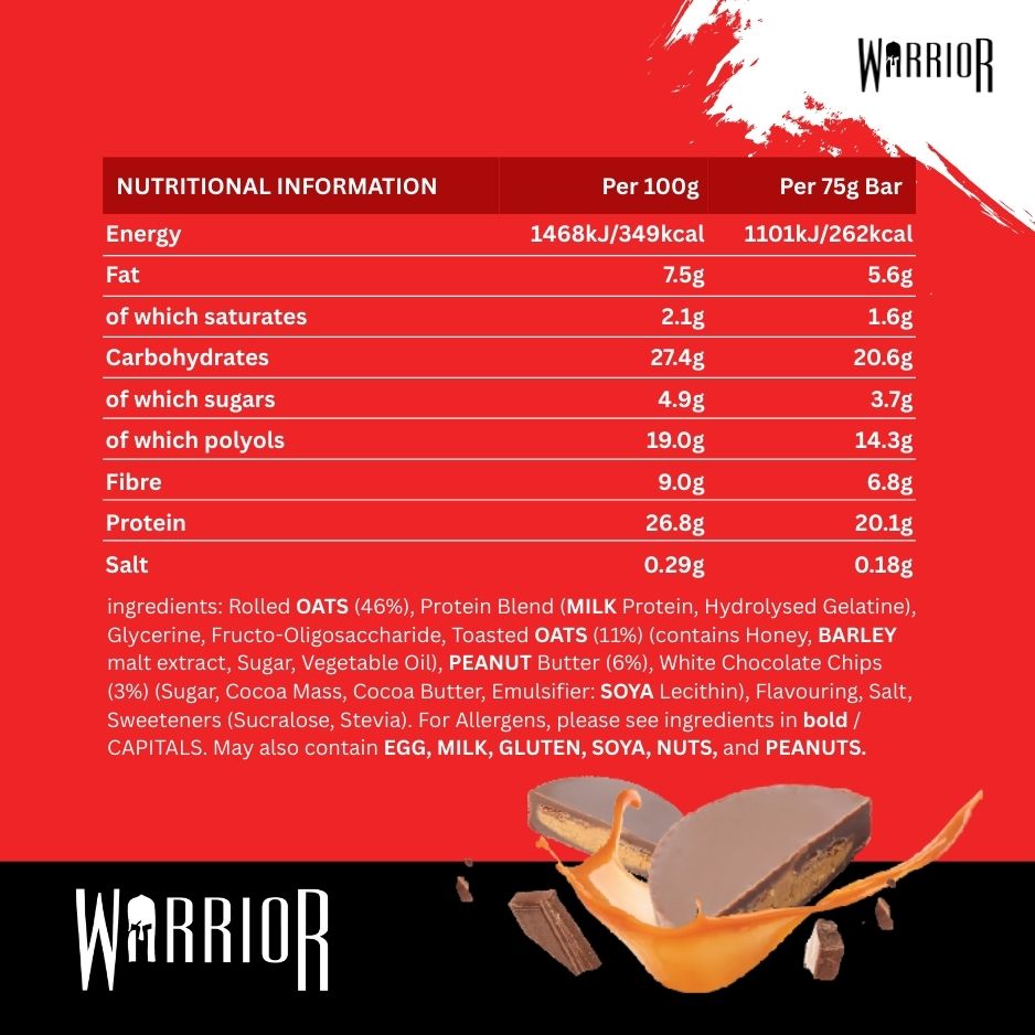 Warrior RAW Protein Oat Bars - 12 x 75g Box