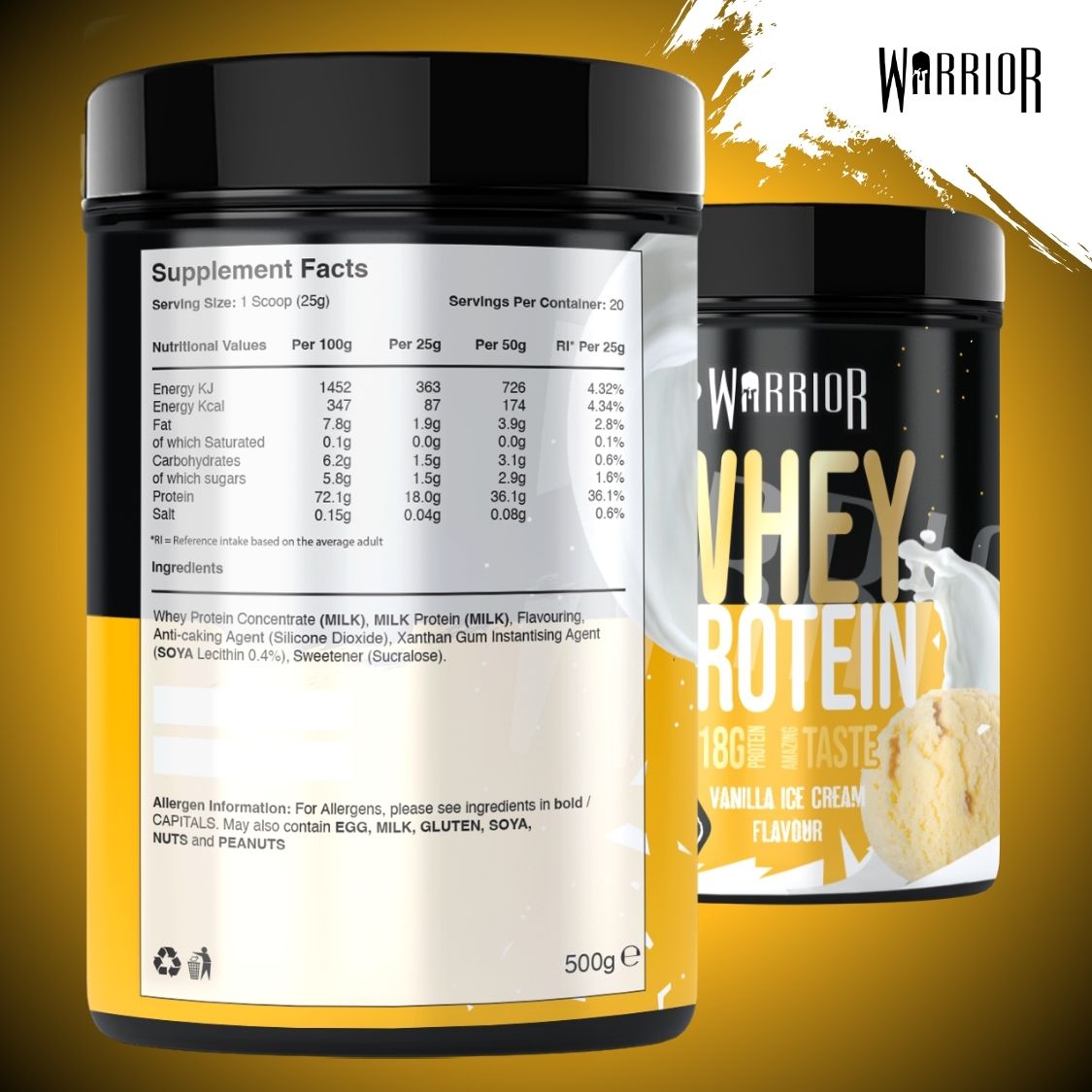 Warrior Whey Protein Powder 500g (French Label)