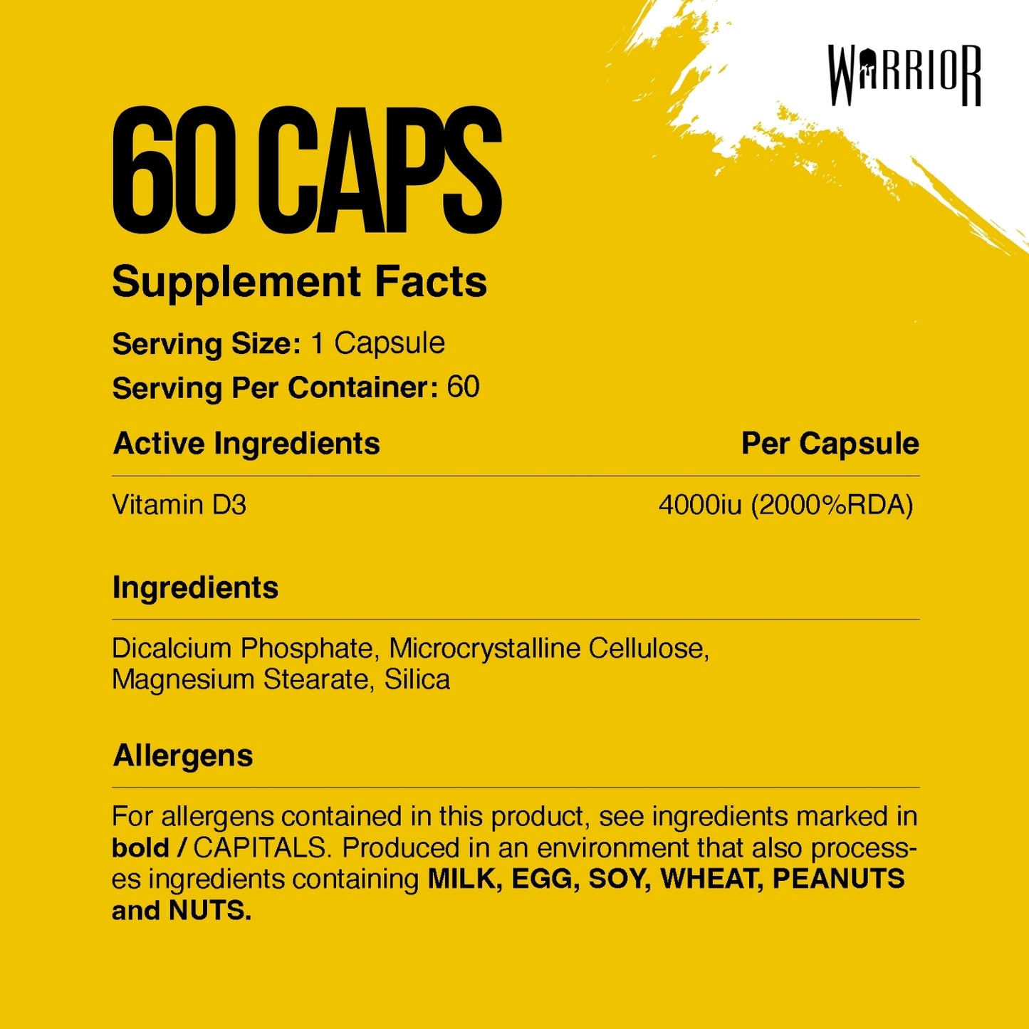 Warrior Vitamin D3 - 60 Tabs