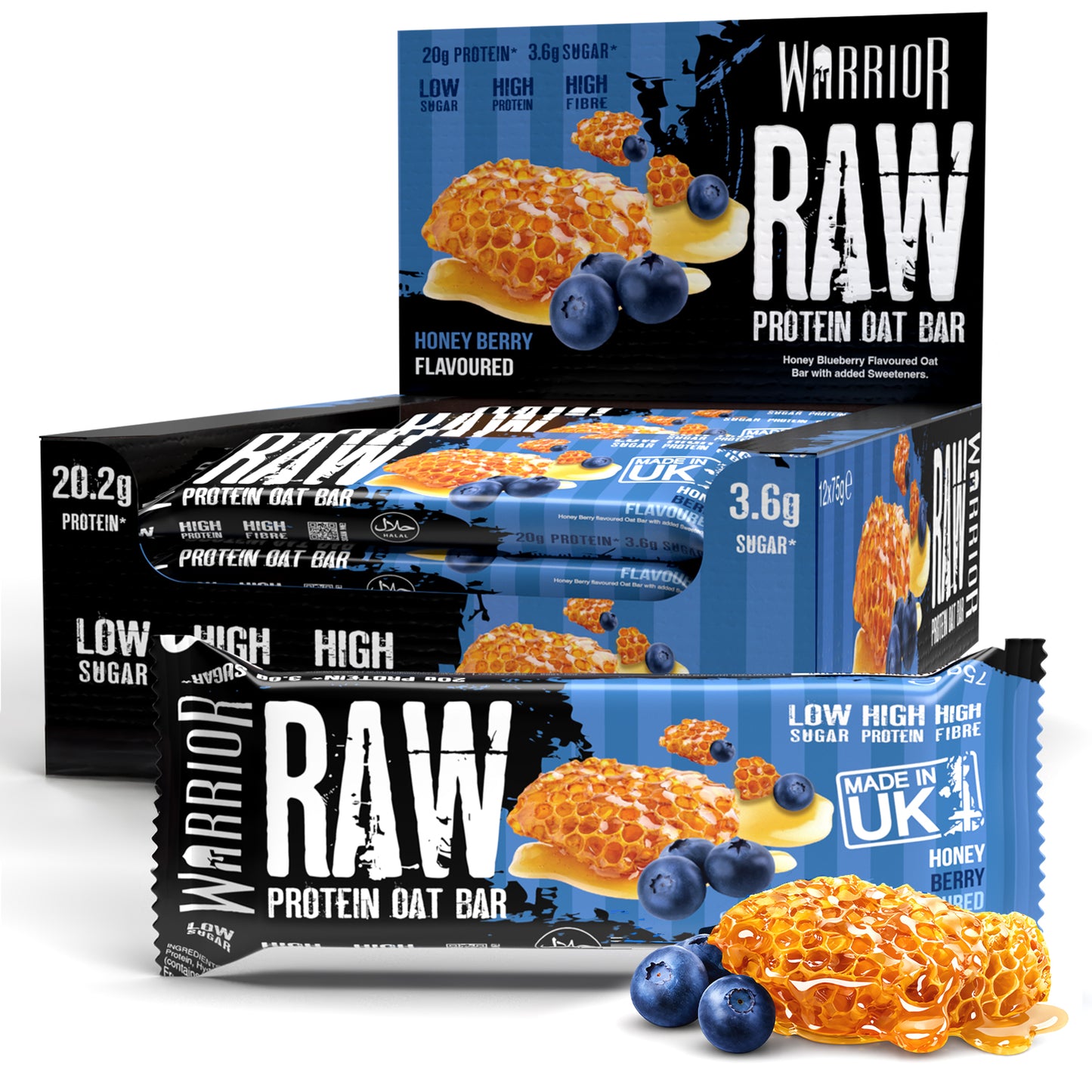 Warrior RAW Protein Oat Bars - 12 x 75g Box