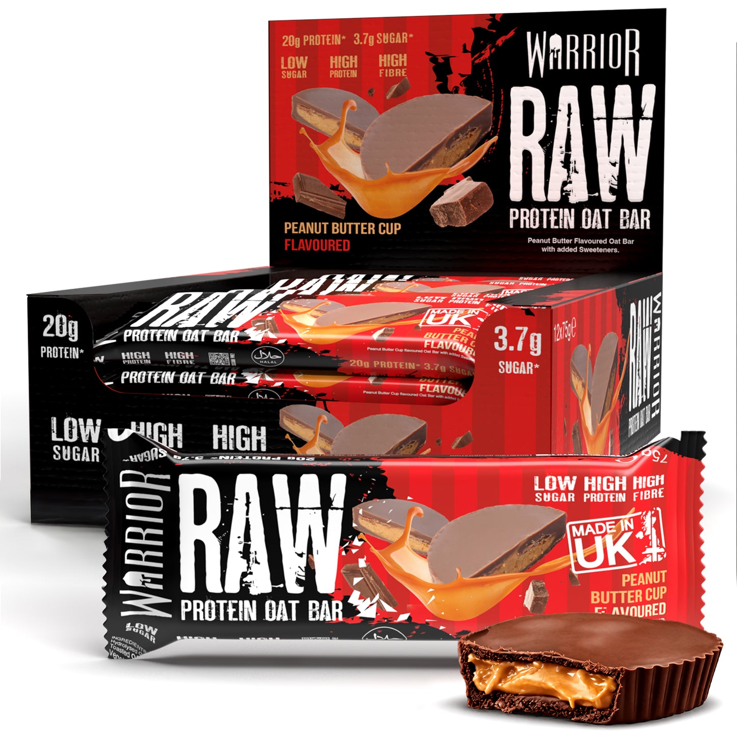 Warrior RAW Protein Oat Bars - 12 x 75g Box